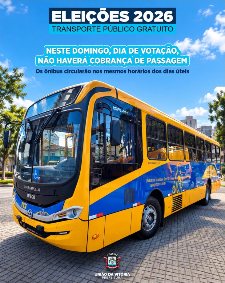 Transporte coletivo será gratuito neste domingo, 25, em União da Vitória