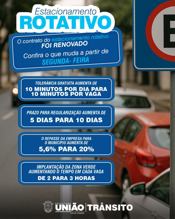 ESTAR terá Zona Verde com permanência de até 3 horas