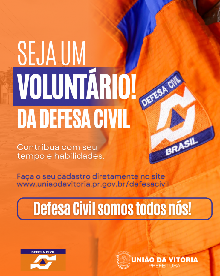 Defesa Civil de União da Vitória lança formulário para cadastro de voluntáriosDefesa Civil de União da Vitória lança for