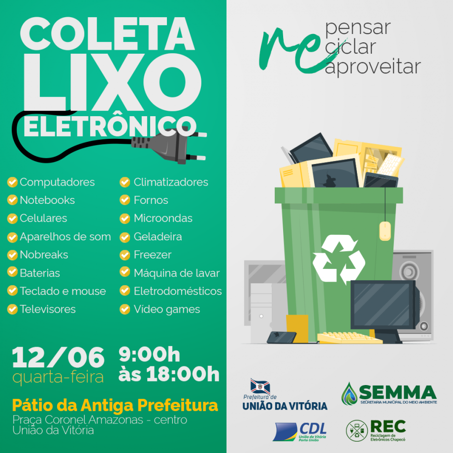 PREFEITURA DE UNIÃO DA VITÓRIA REALIZA COLETA DE LIXO ELETRÔNICO EM PARCERIA COM CDL E REC RECICLAGEM DE ELETRÔNICOS CHA