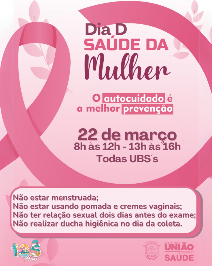 Dia D da Saúde da Mulher será neste sábado, 22, em todas as UBS´s de União da Vitória