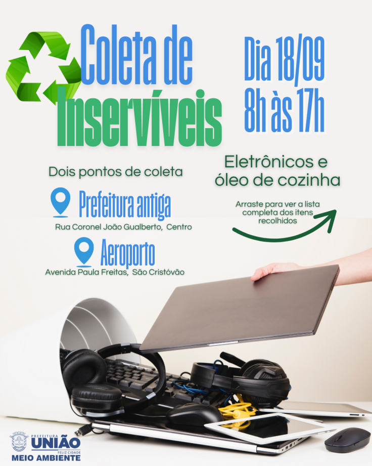 União da Vitória terá recolhimento de inservíveis eletrônicos no dia 18 de setembro