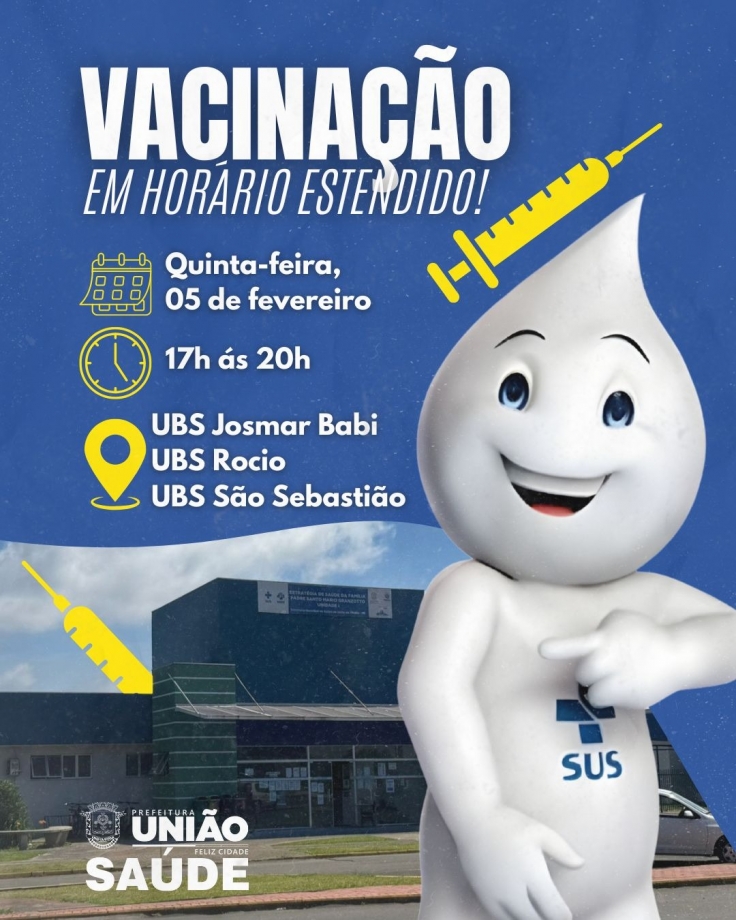 Três UBSs de União da Vitória têm horário de atendimento estendido para vacinação nesta quinta-feira, 05
