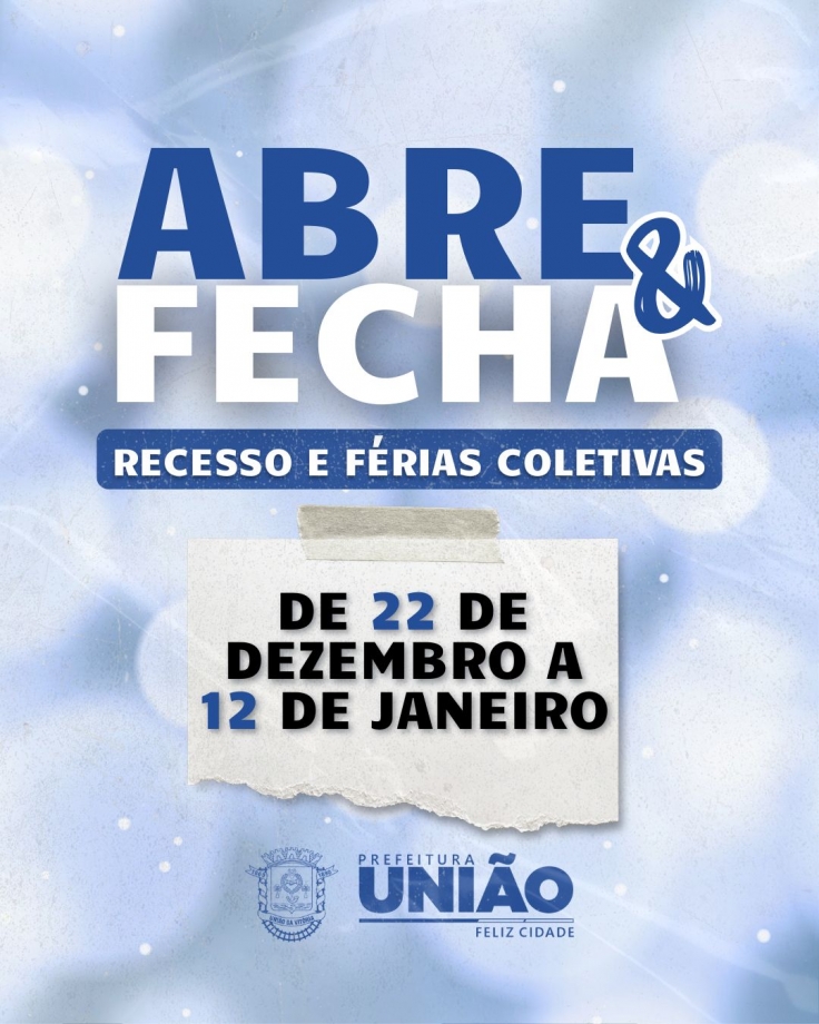 Prefeitura de União da Vitória divulga funcionamento dos serviços durante o recesso de fim de ano