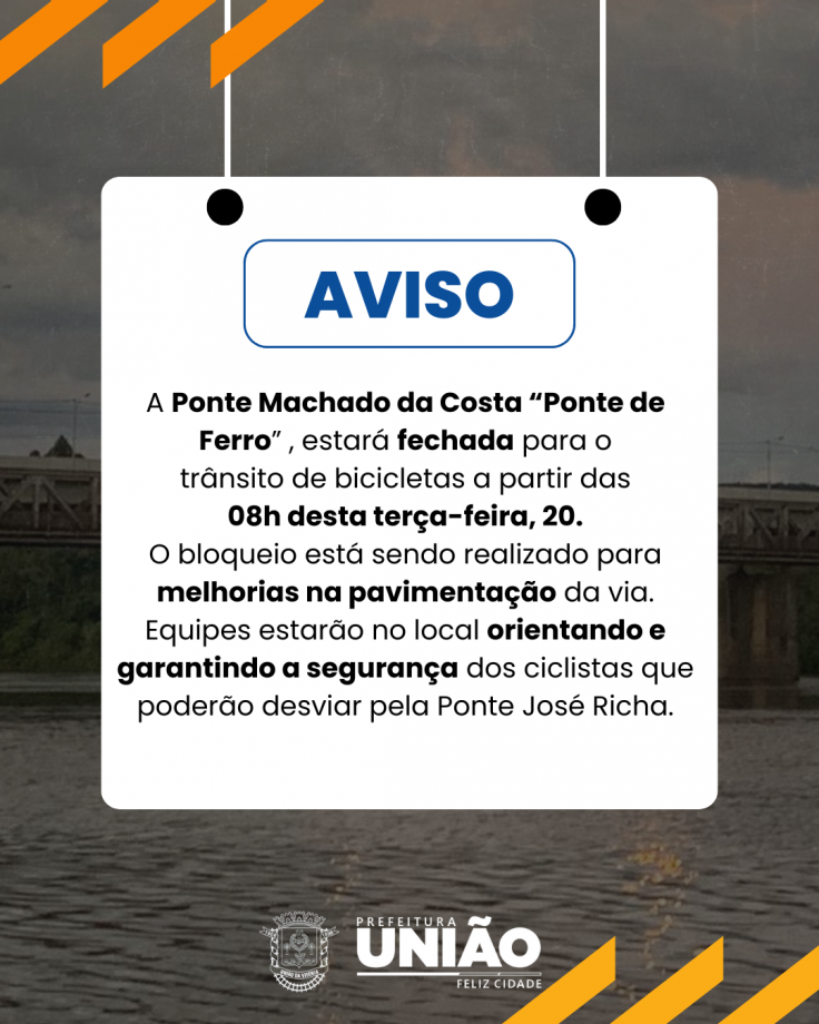 Ponte Machado da Costa terá bloqueio nesta terça-feira, 20