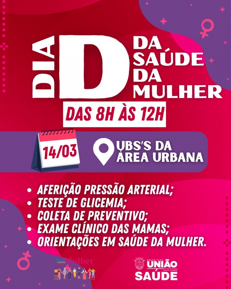 União da Vitória terá Dia D da Saúde da Mulher no dia 14 de março