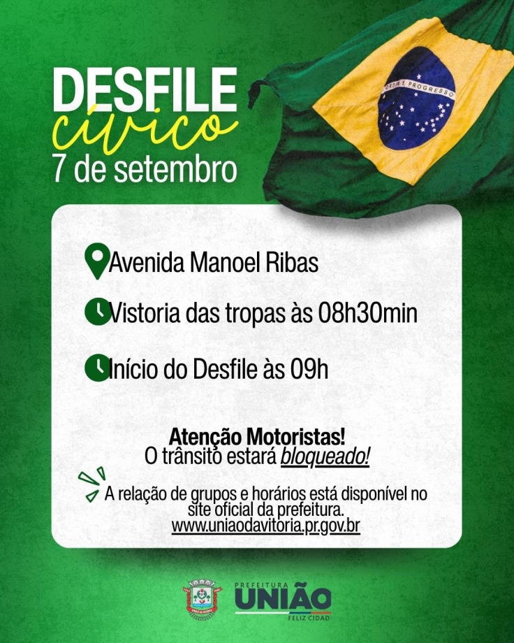 Tradicional desfile de 7 de Setembro terá a participação de mais de 100 instituições