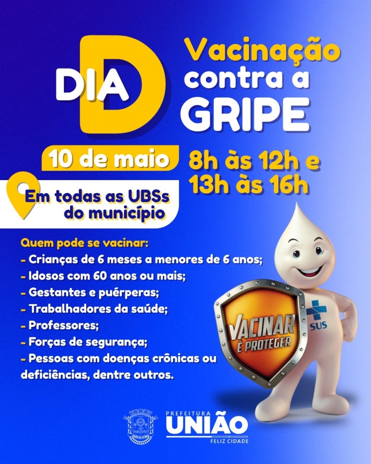 União da Vitória realiza o Dia D de vacinação contra a Influenza no dia 10 de maio