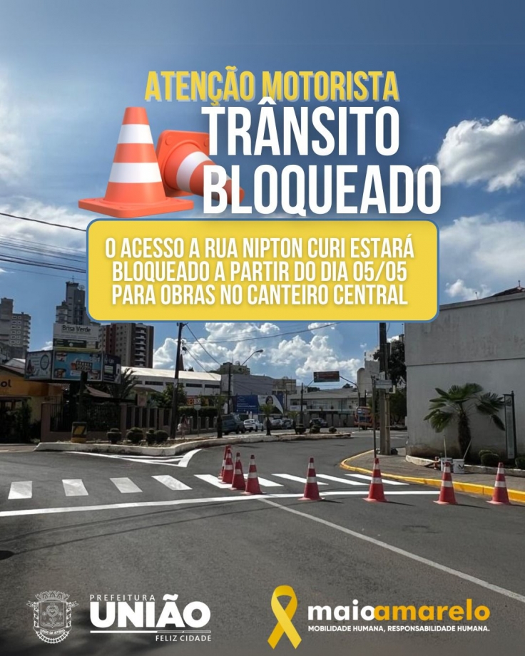 Acesso a rua Nipton Curi estará interditado a partir da segunda-feira, 05