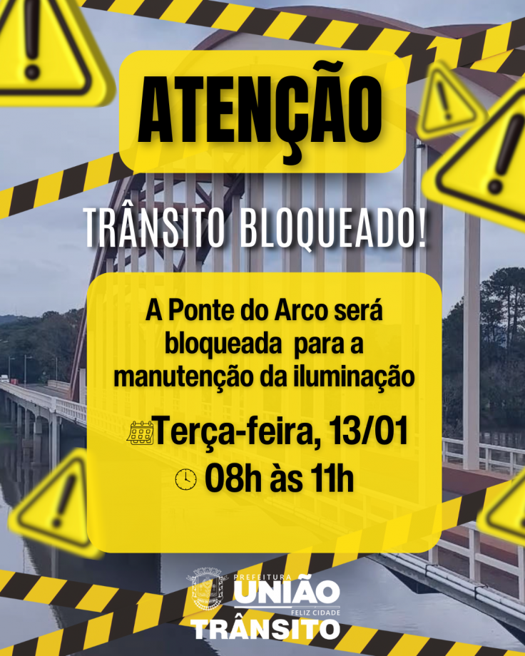 Ponte do Arco estará bloqueada na manhã desta terça-feira, 13