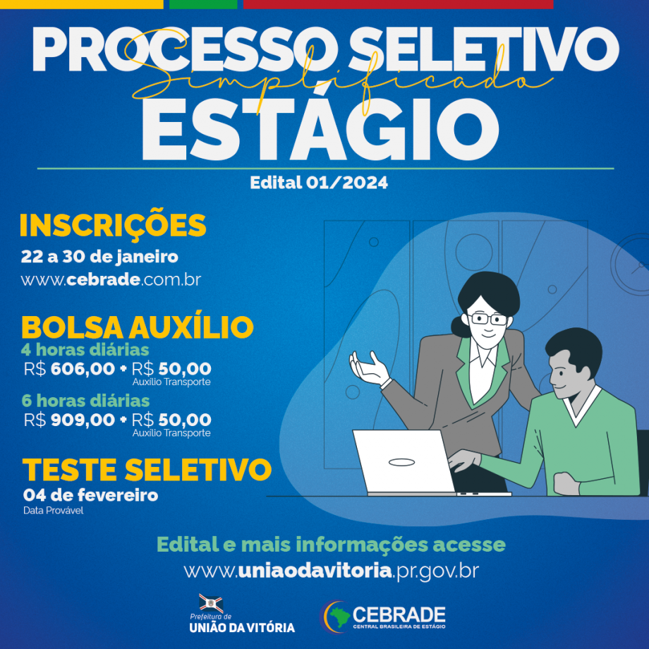 Prefeitura de União da Vitória abre Edital para Processo Seletivo de Estagiários