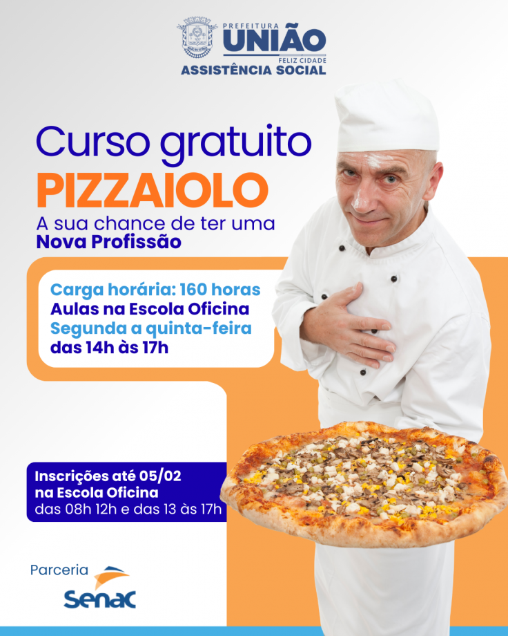 Secretaria de Assistência Social e SENAC oferecem curso gratuito de Pizzaiolo em União da Vitória