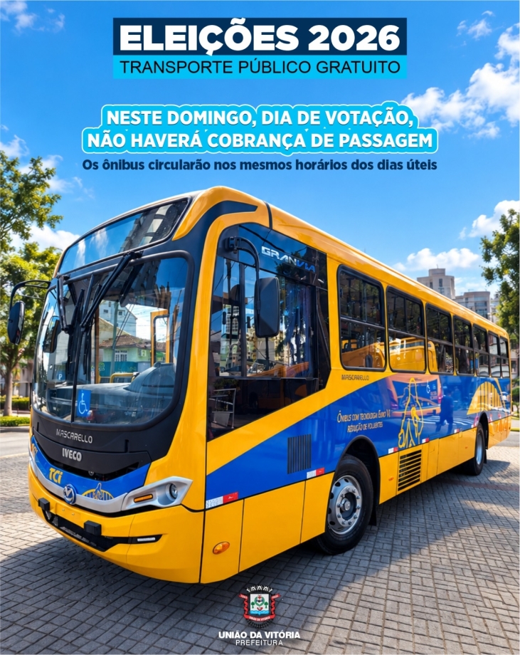 Transporte coletivo será gratuito neste domingo, 04, em União da Vitória