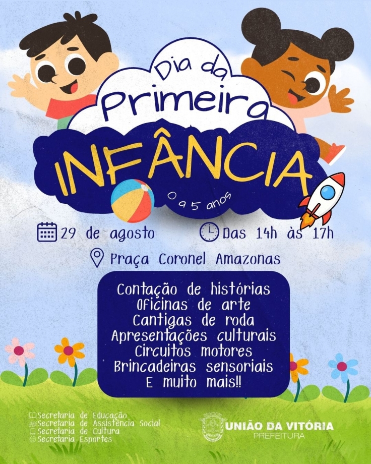 União da Vitória promove Dia da Primeira Infância com atividades gratuitas para crianças e famílias