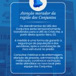 UBS dos Conjuntos terá atendimento temporariamente transferido para a UBS Cristo Rei